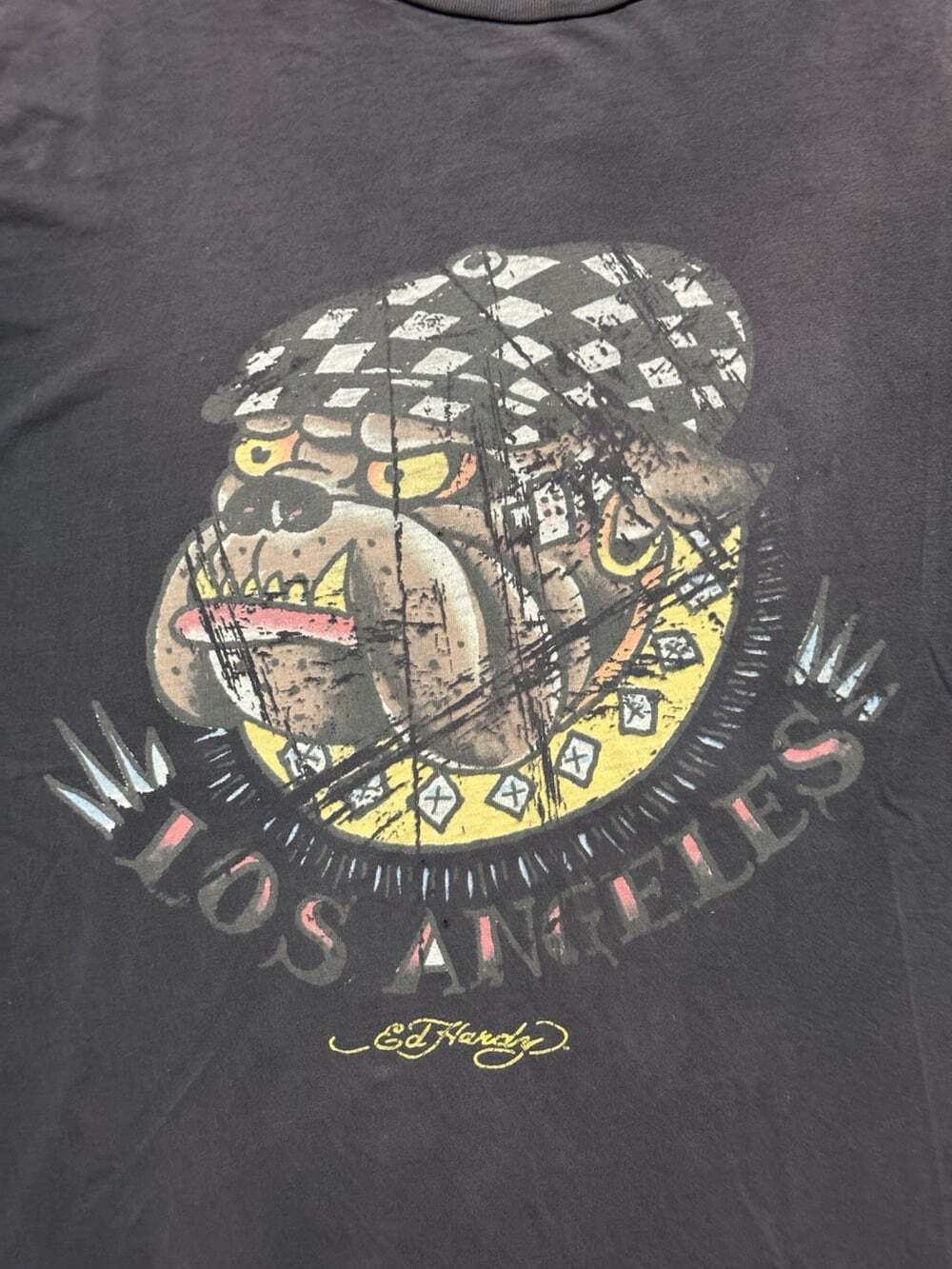 Vintage Ed Hardy Los Angeles Bull Dog Women’s Tshirt Size XL - Picture 3 of 9